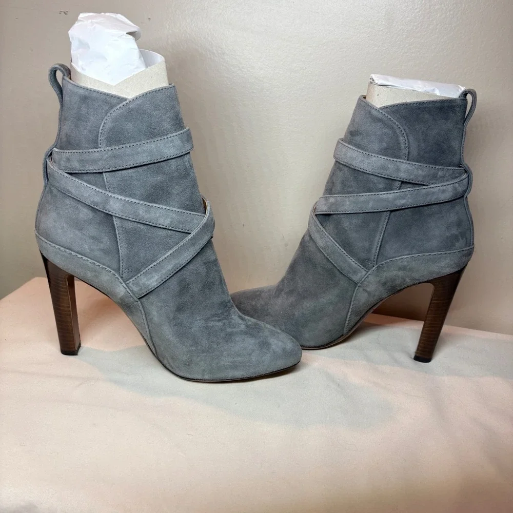 Purple Label Ralph Lauren Kourtney Gray‎ Suede Ankle Boots Italy EU 38 US 7.5-8
